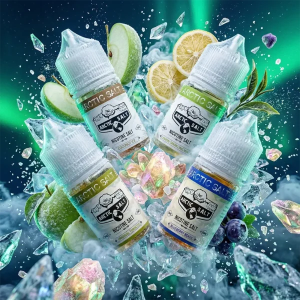 北極鹽煙油 ARCTIC SALT 商品圖，呈現礦物茶香、甜點與果冰調性