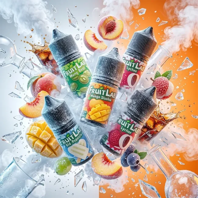 水果實驗室煙油 FruitLab 商品圖，呈現冰感水果與飲品調性